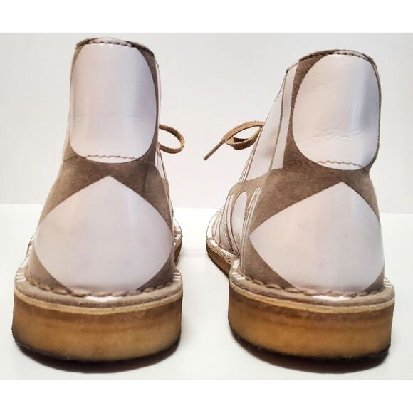 Clarks Original Patternity WOM 8.5 US Desert Boot Lace Up Taupe & White England - Picture 11 of 15